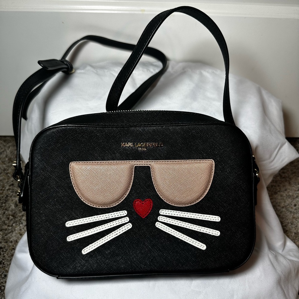 Karl Lagerfeld Paris Black Cat Crossbody Bag